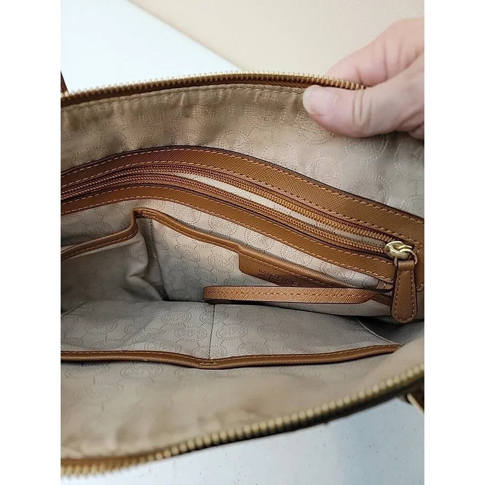 Michael Kors Tote Bag Jet Set Saffiano Leather Luggage Brown